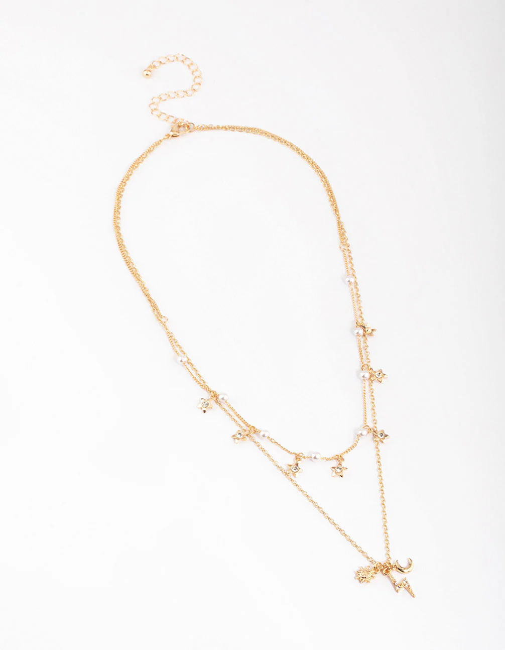 Gold Pearl & Celestial Layered Necklace - Image 3