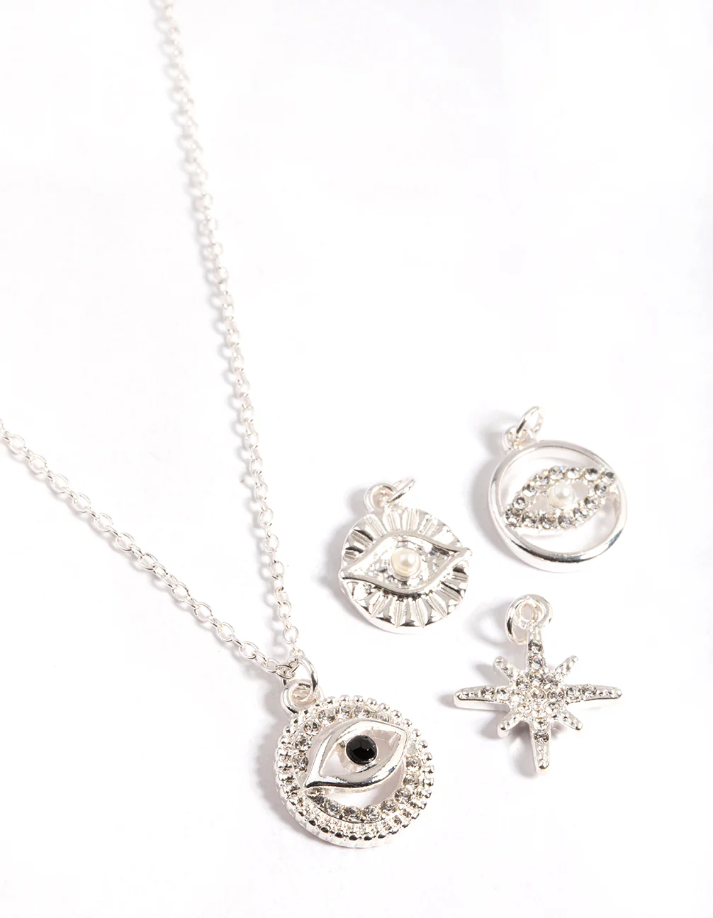 Silver Celestial & Evil Eye 4 Chain Necklace - Image 2