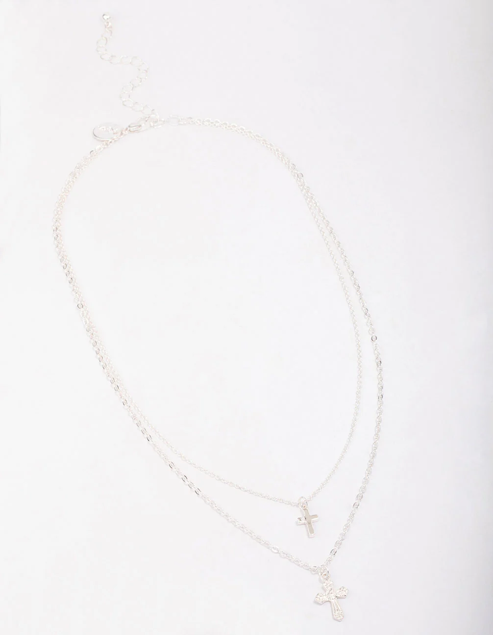 Silver Mixed Texture Cross Necklace - Image 3
