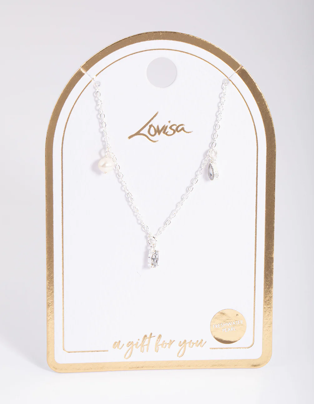 Silver Pearl & Diamante Droplet Necklace