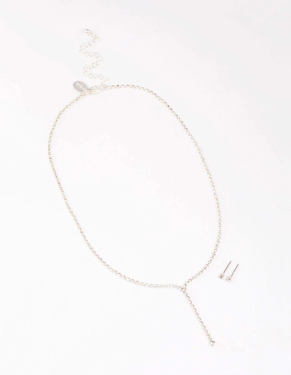 Silver Cup Chain Y-Shaped Necklace & Earring Set - Image 3