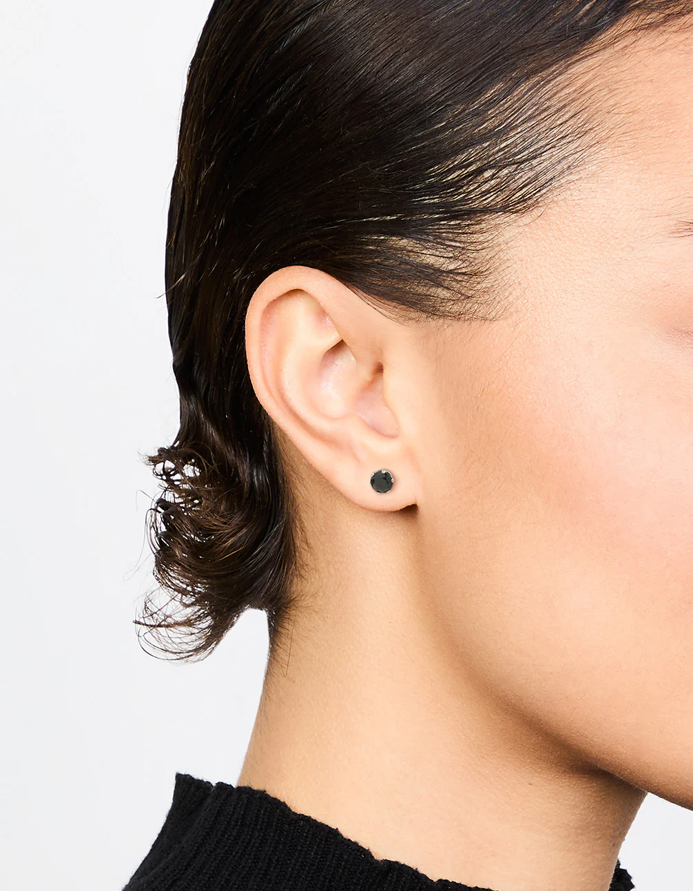 Waterproof Black Diamante Stainless Steel Stud Earrings - Image 2