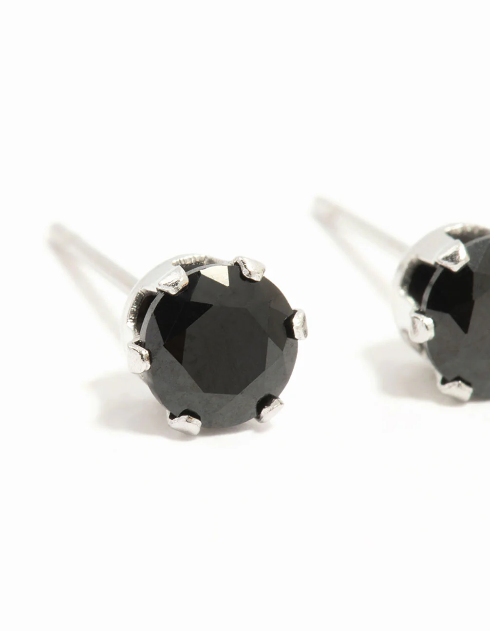 Waterproof Black Diamante Stainless Steel Stud Earrings - Image 4