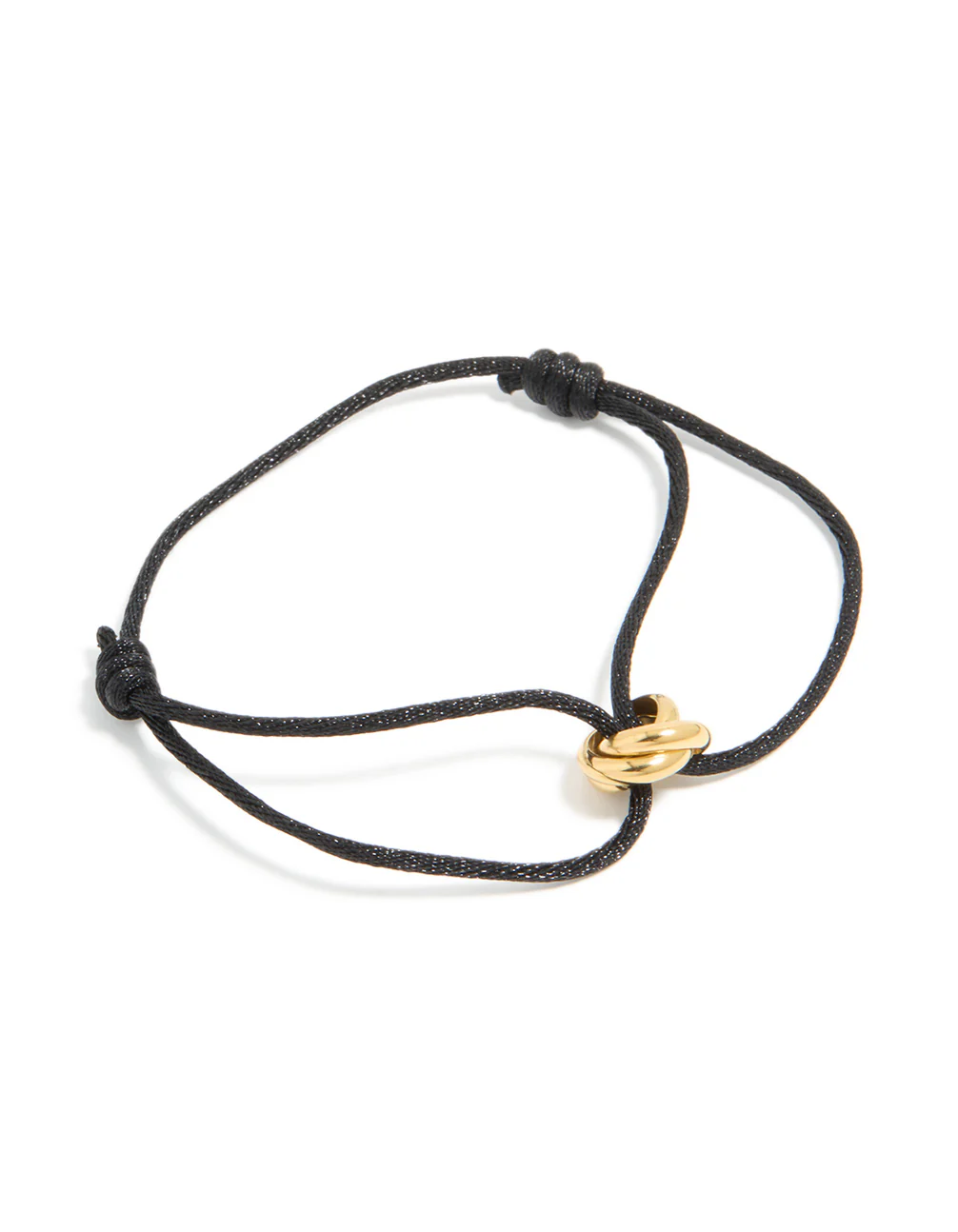 Waterproof Gold Plated Stainless Steel & Black Cord Adjustable Bracelet - Image 2