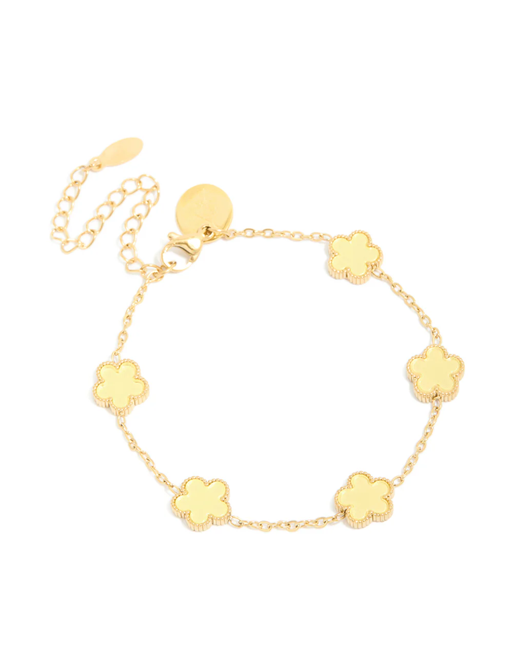 Waterproof Gold Plated Stainless Steel Butter Yellow Flowers Charm Bracelet - Image 2