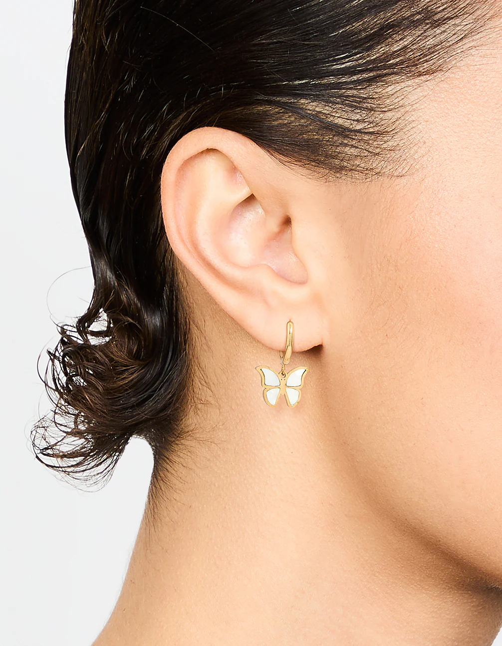 Waterproof Gold Plated Stainless Steel Butterfly Hoop Earrings - Image 2