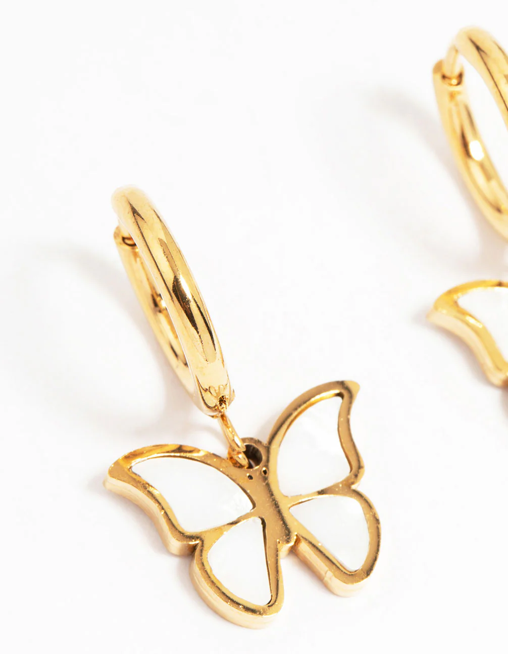 Waterproof Gold Plated Stainless Steel Butterfly Hoop Earrings - Image 4