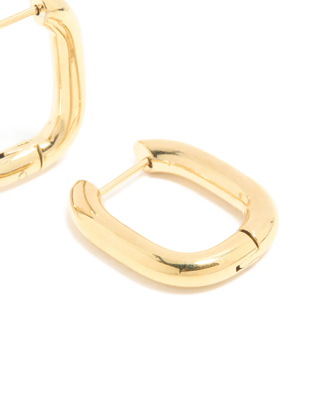 Waterproof Gold Plated Stainless Steel Chunky Oblong Huggie Earrings - Image 5