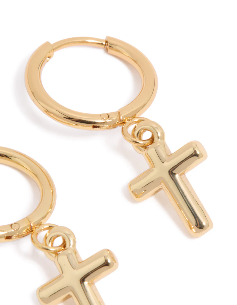 Waterproof Gold Plated Stainless Steel Cross Huggie Earrings - Image 5