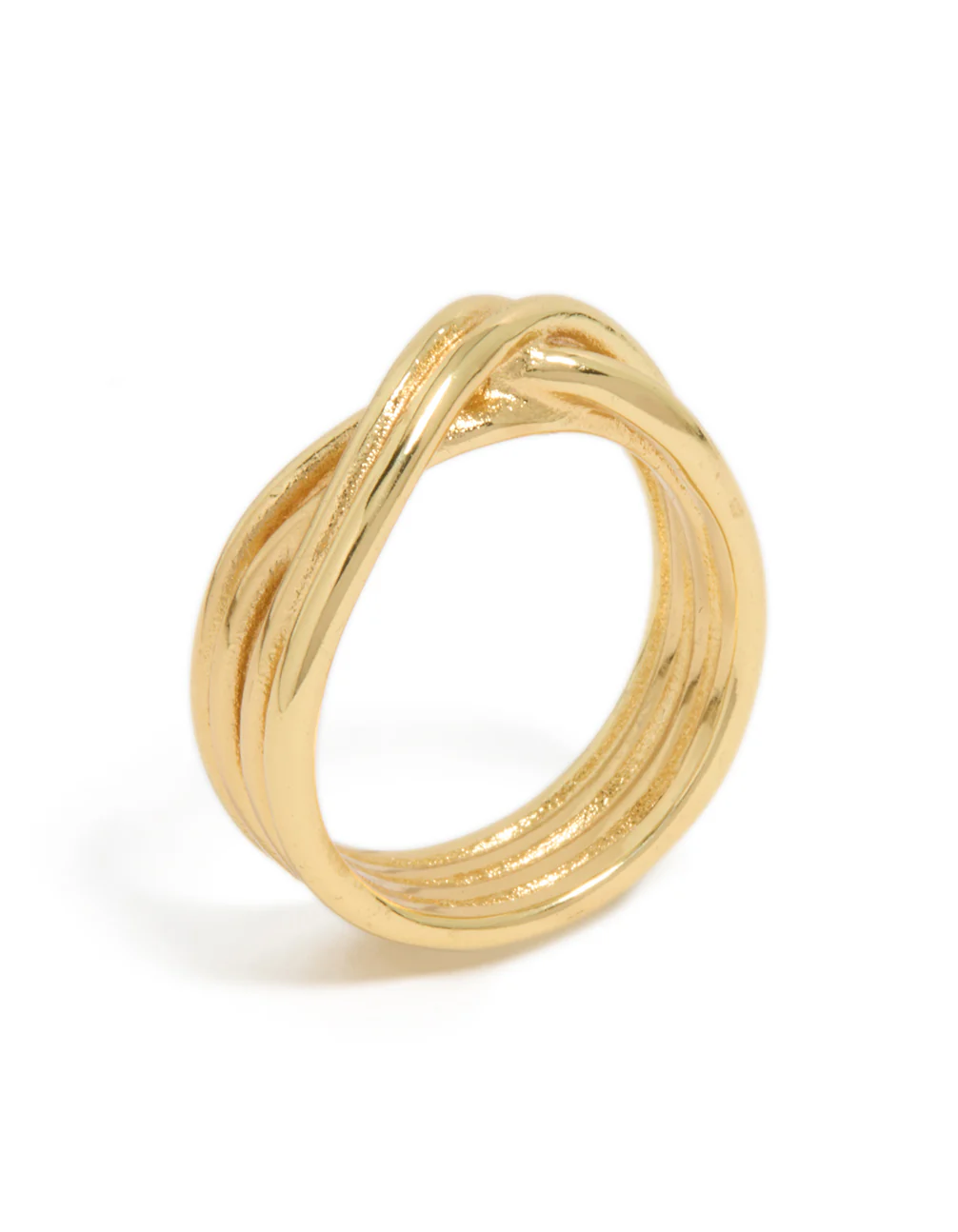 Waterproof Gold Plated Stainless Steel Crossed Line Ring - Image 4