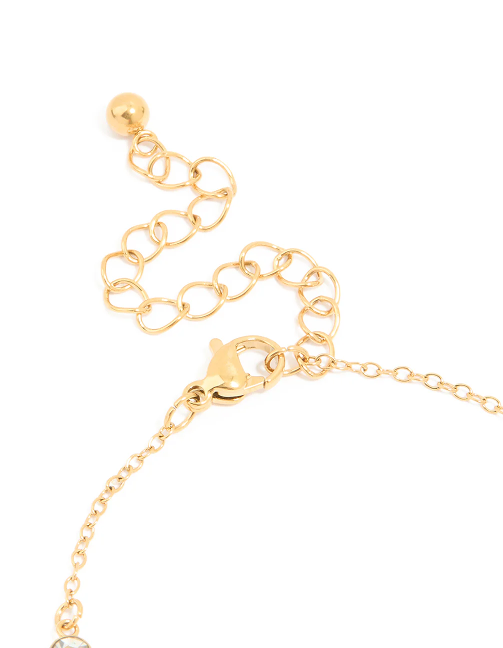 Waterproof Gold Plated Stainless Steel Cubic Zirconia Butterfly & Circle Charms Bracelet - Image 5
