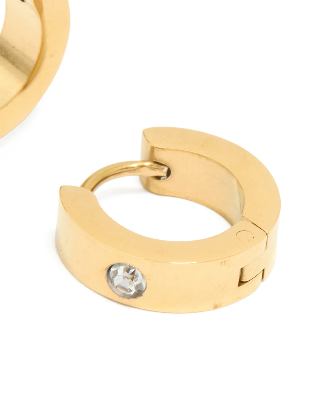Waterproof Gold Plated Stainless Steel Cubic Zirconia Huggie Earrings 10 MM - Image 3