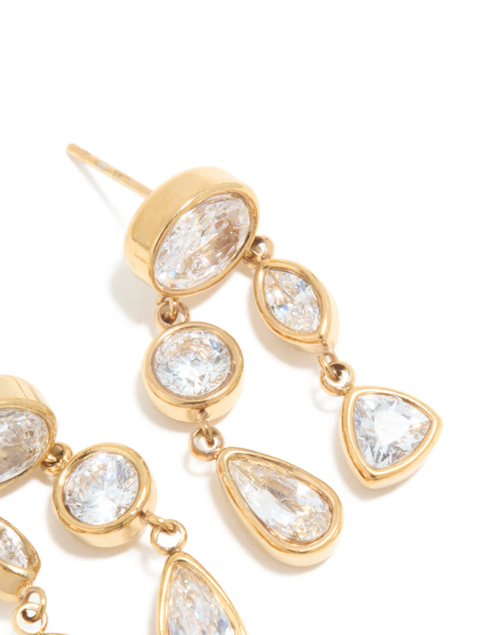 Waterproof Gold Plated Stainless Steel Cubic Zirconia Organic Drop Earrings - Image 5