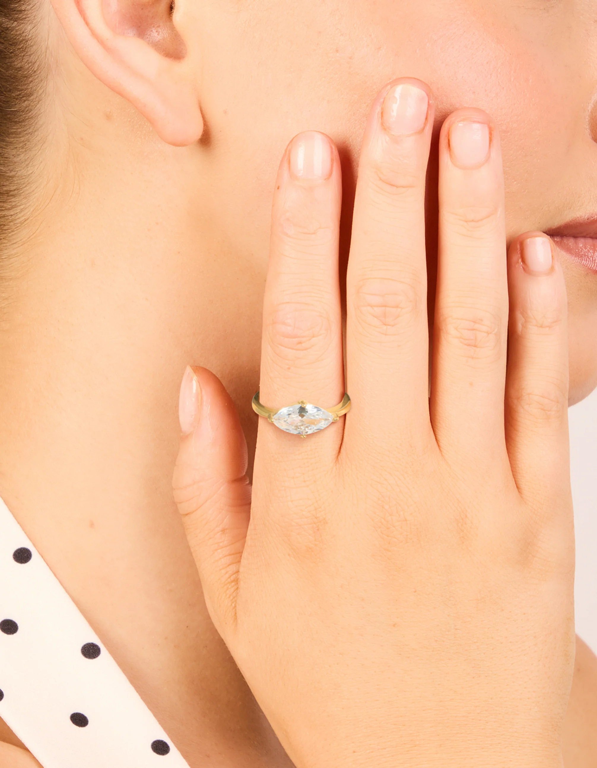Waterproof Gold Plated Stainless Steel Cubic Zirconia Skinny Ring - Image 2