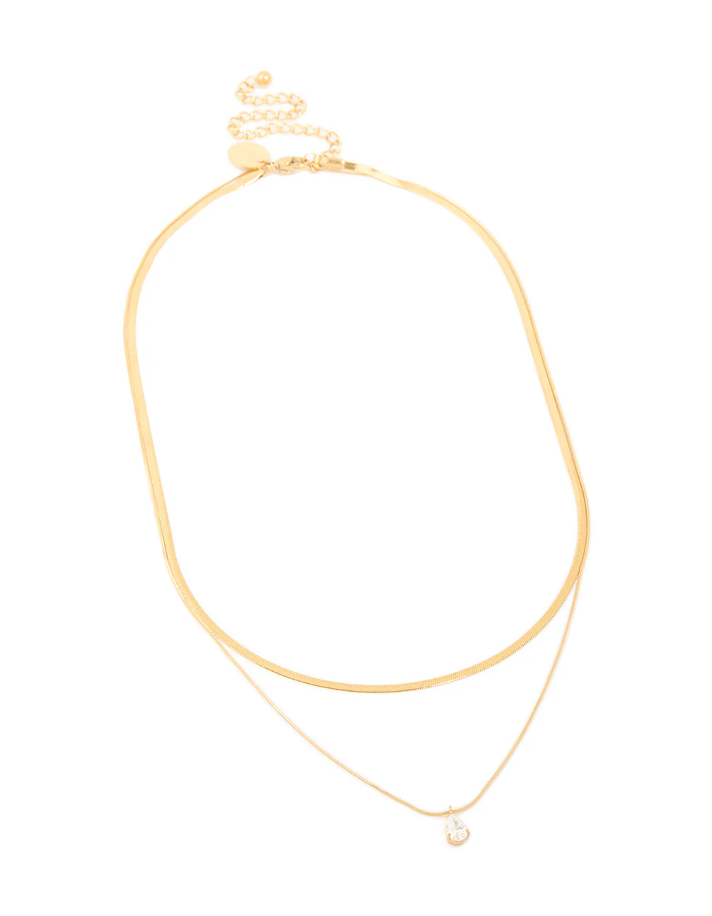 Waterproof Gold Plated Stainless Steel Cubic Zirconia & Snake Chain Layered Necklace - Image 2