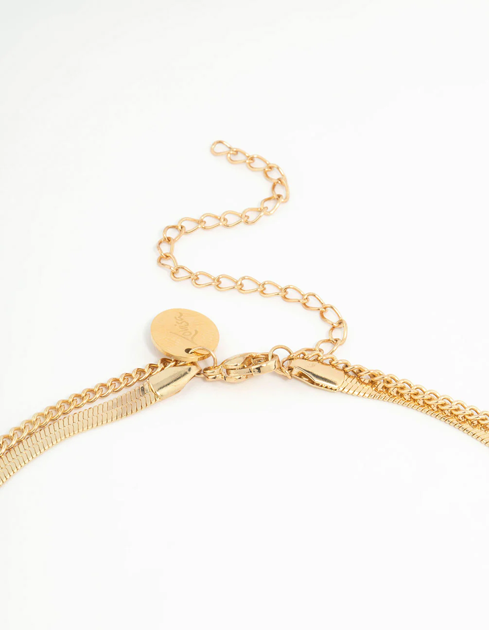 Waterproof Gold Plated Stainless Steel Cubic Zirconia Snake & Charm Layered Necklace - Image 3
