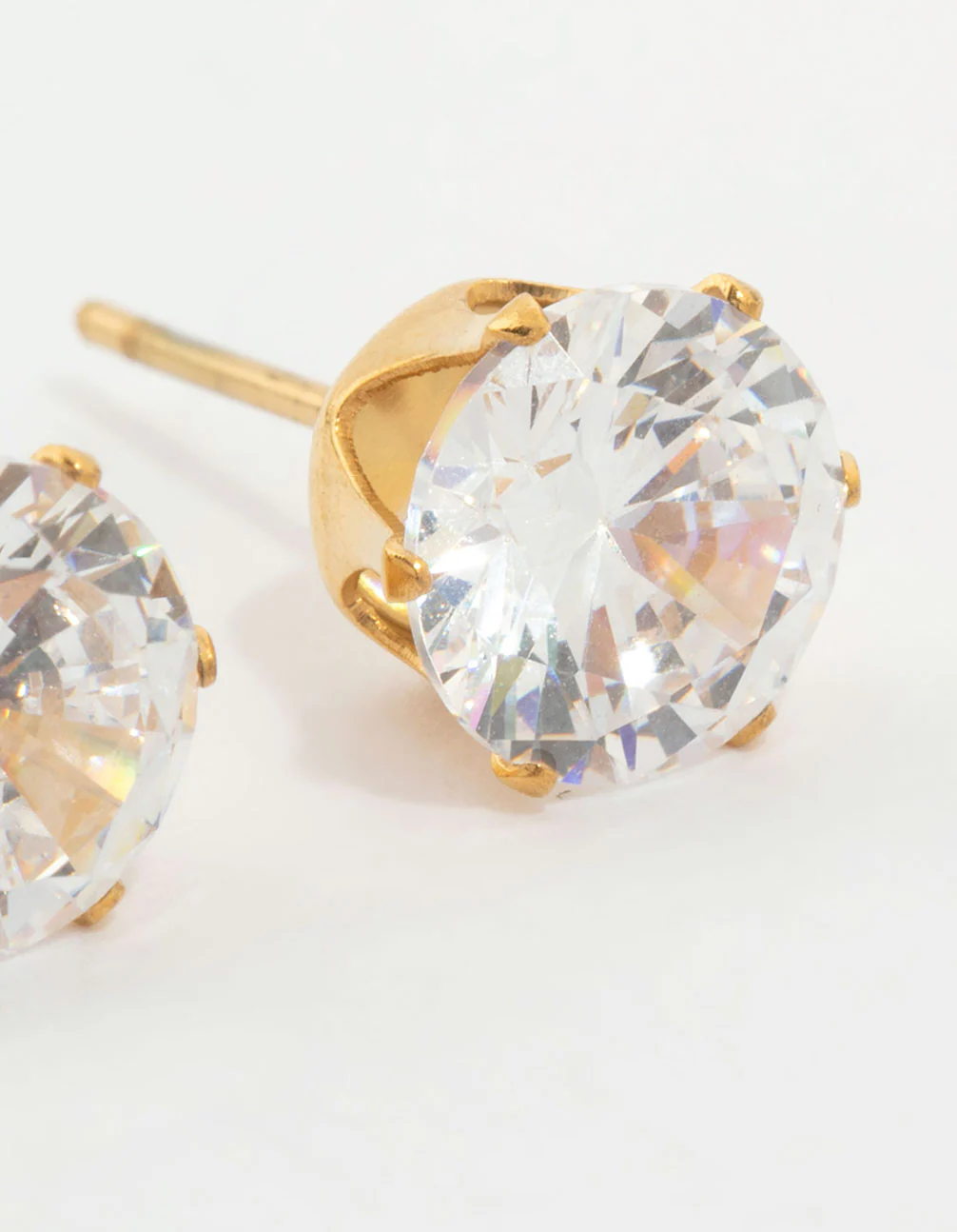 Waterproof Gold Plated Stainless Steel Cubic Zirconia Stud Earrings - Image 5