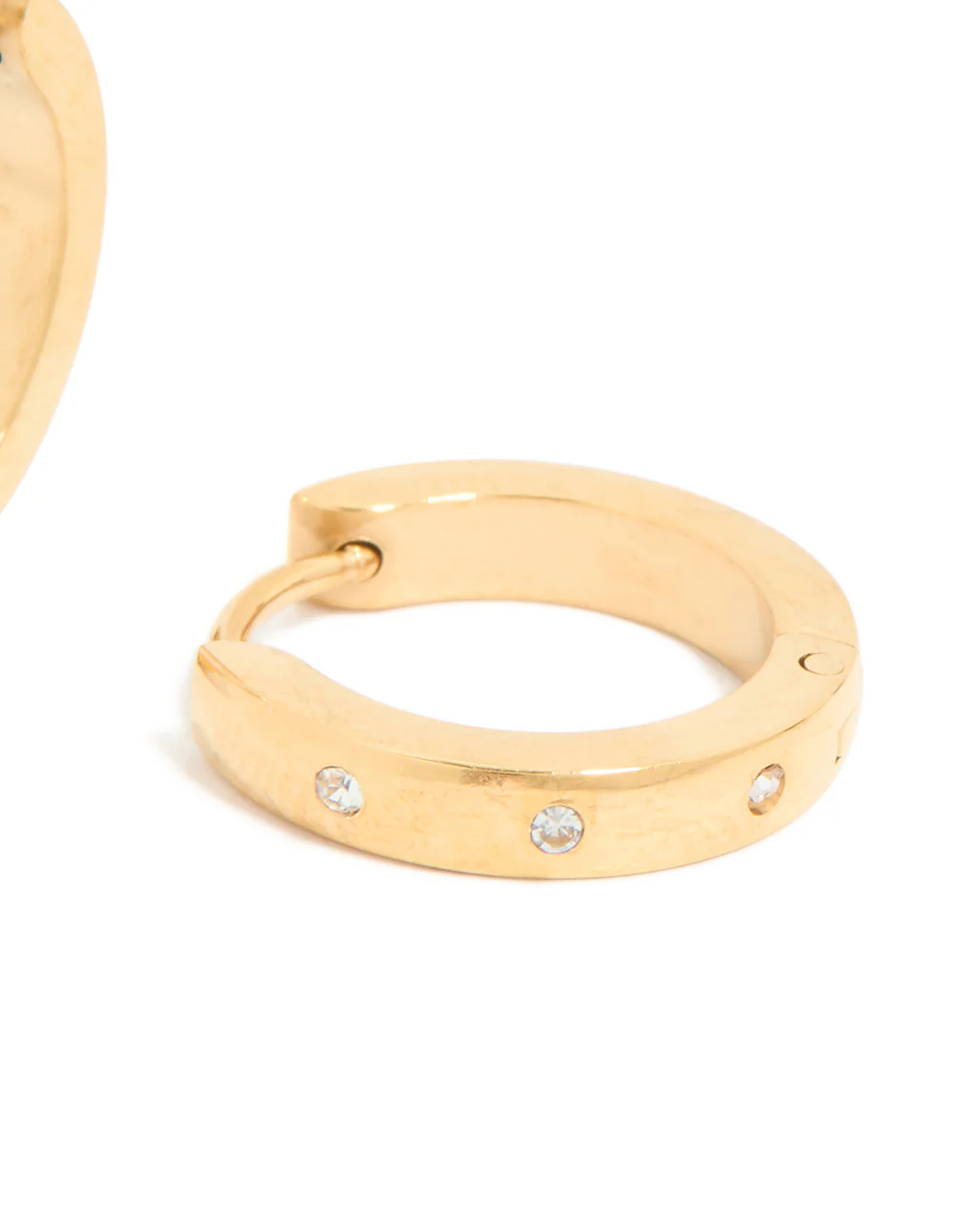 Waterproof Gold Plated Stainless Steel Cubic Zirconia Trio Huggie Earrings - Image 5