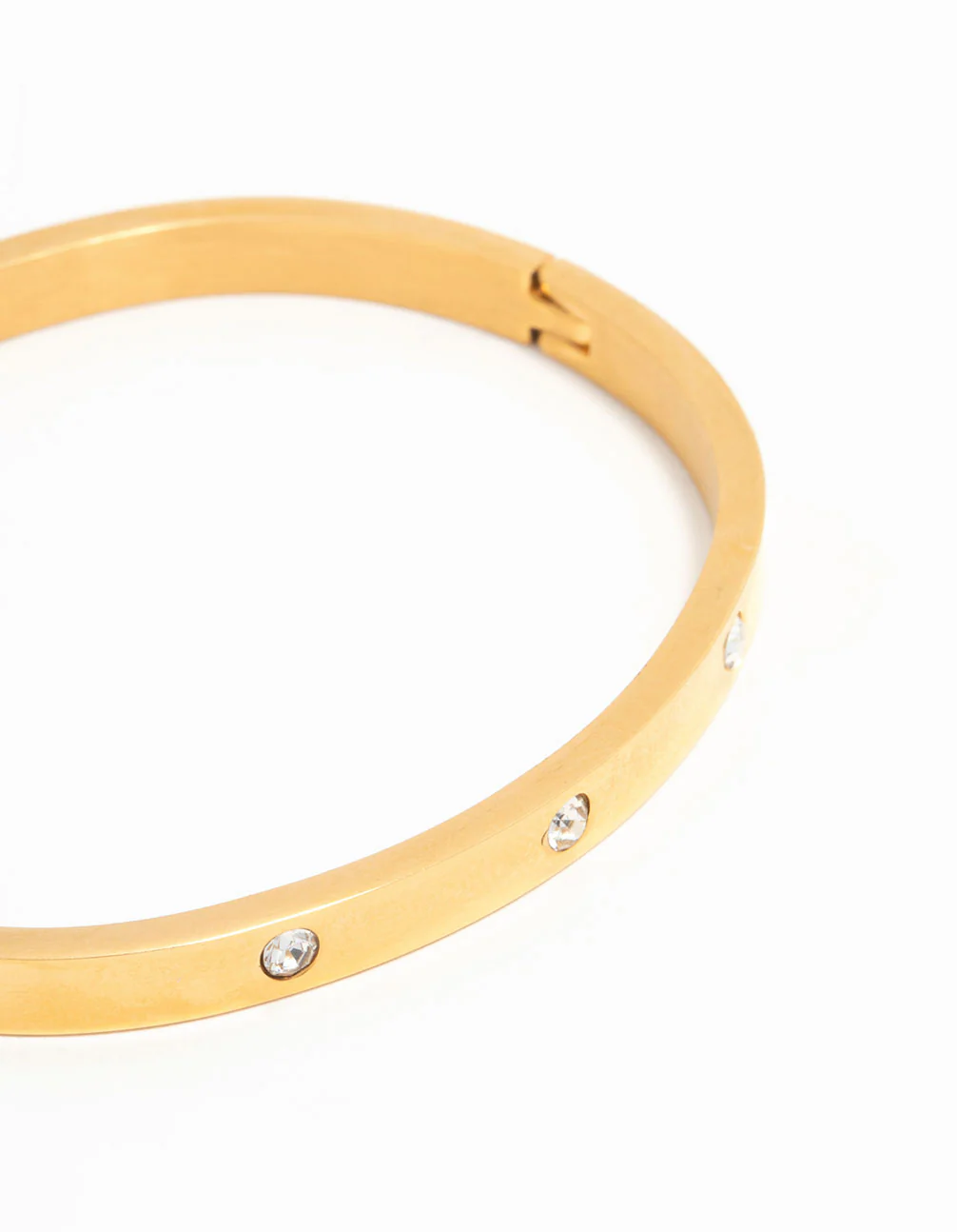 Waterproof Gold Plated Stainless Steel Diamante Hinge Bangle - Image 2