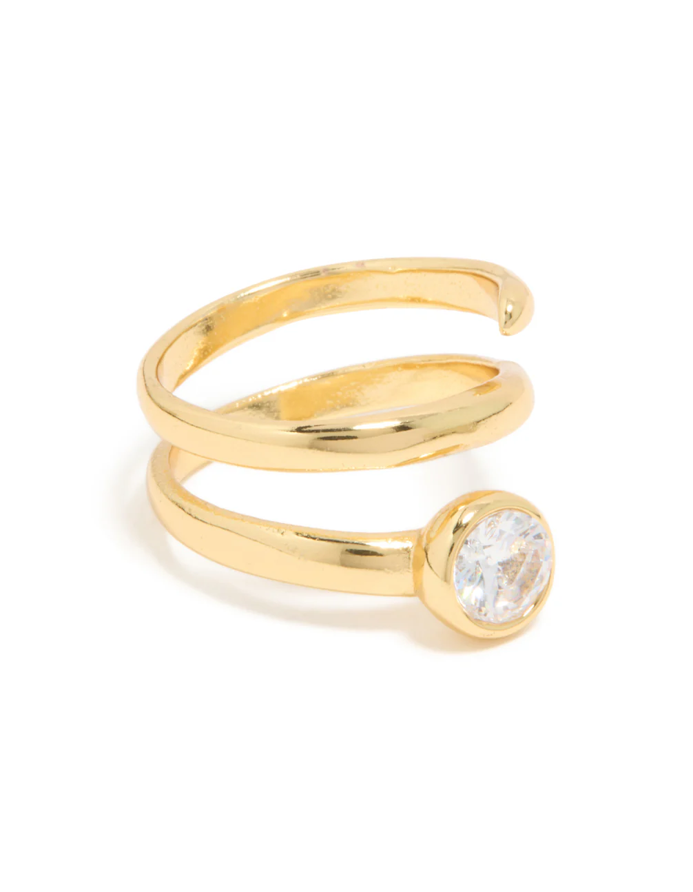 Waterproof Gold Plated Stainless Steel Diamante Swirl Ring - Image 2