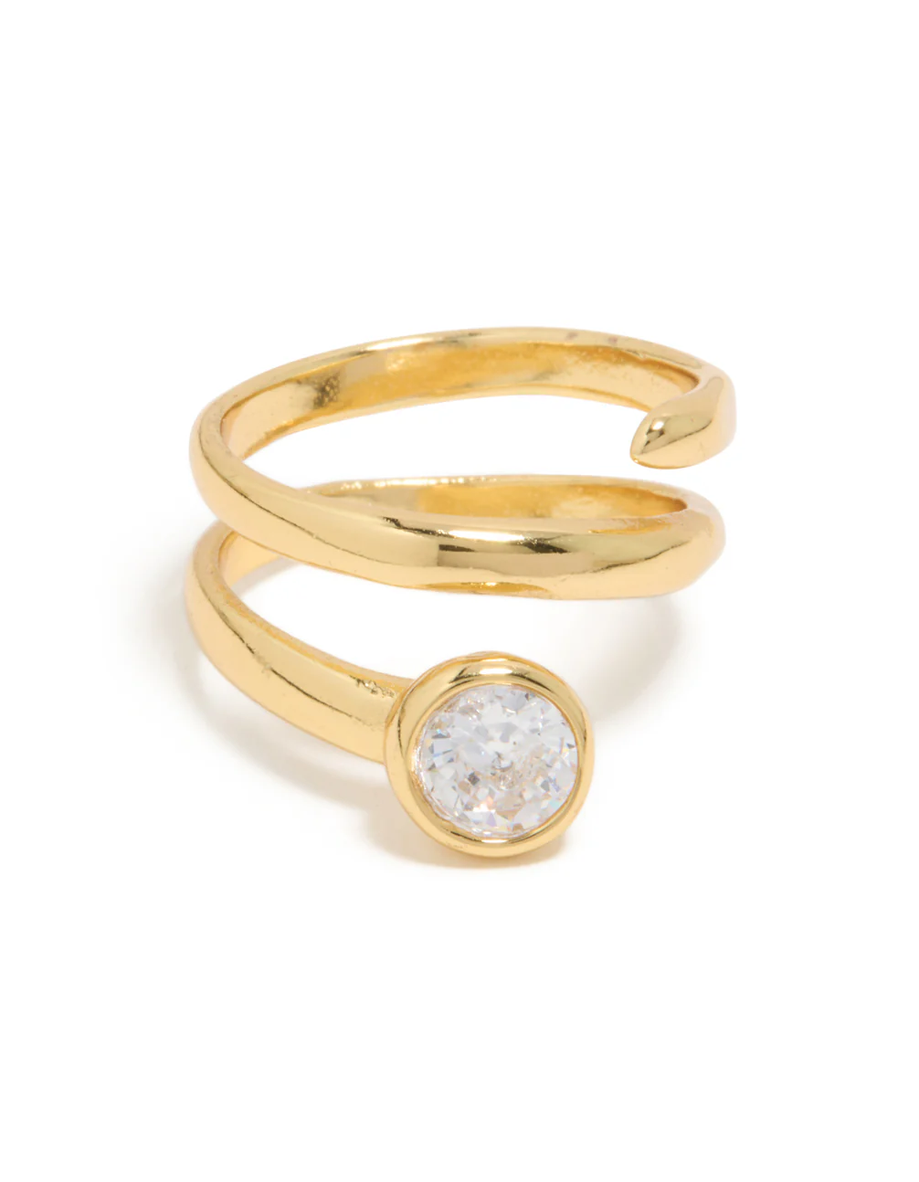 Waterproof Gold Plated Stainless Steel Diamante Swirl Ring - Image 4