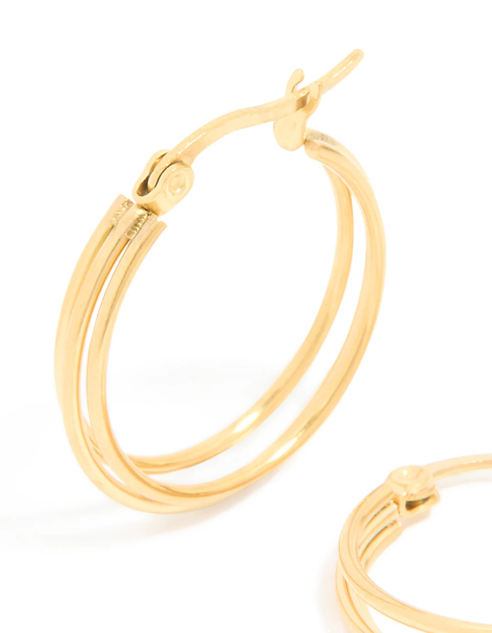 Waterproof Gold Plated Stainless Steel Double Hoop Earrings - Image 4