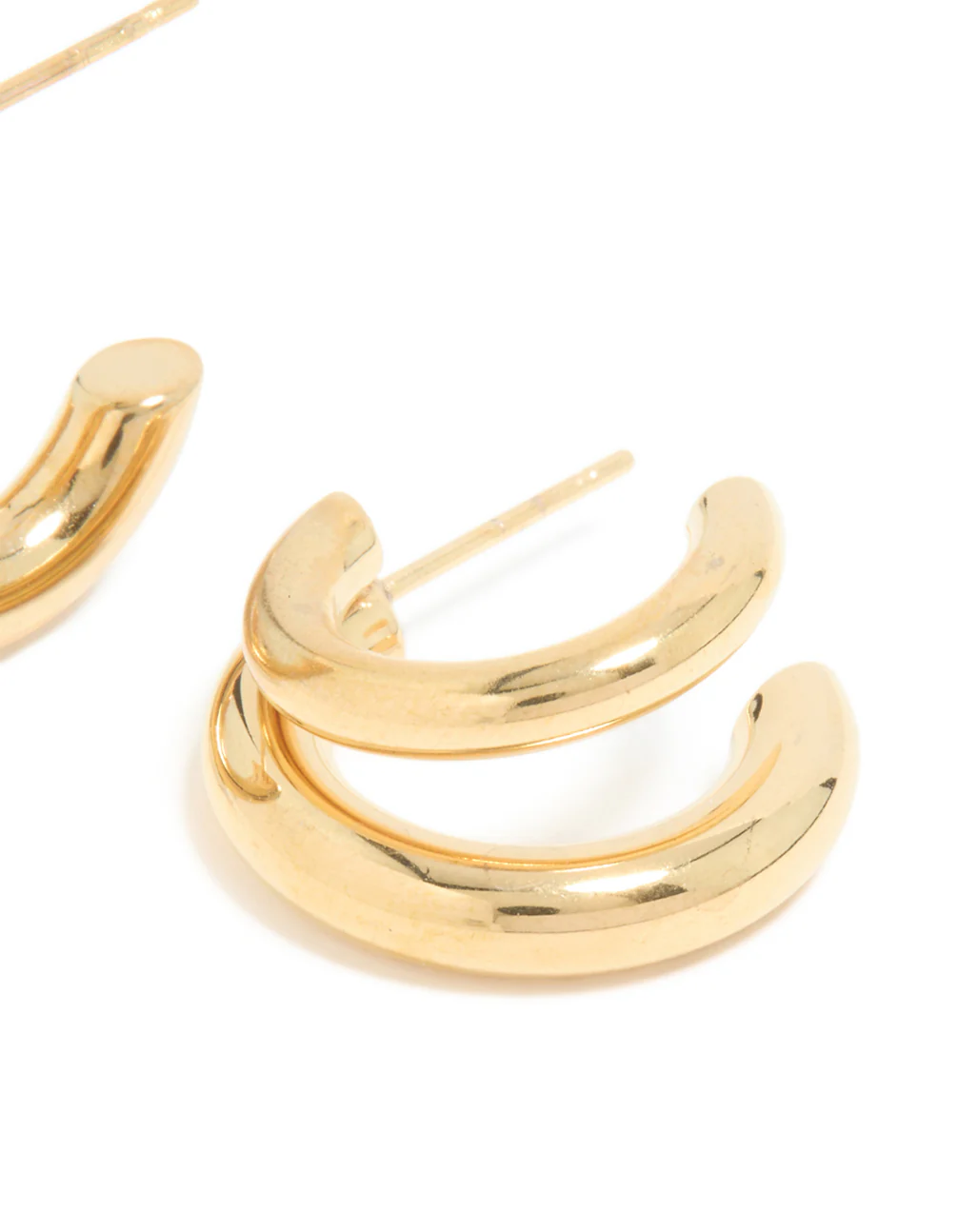 Waterproof Gold Plated Stainless Steel Double Illusion Open Hoop Earrings - Image 5