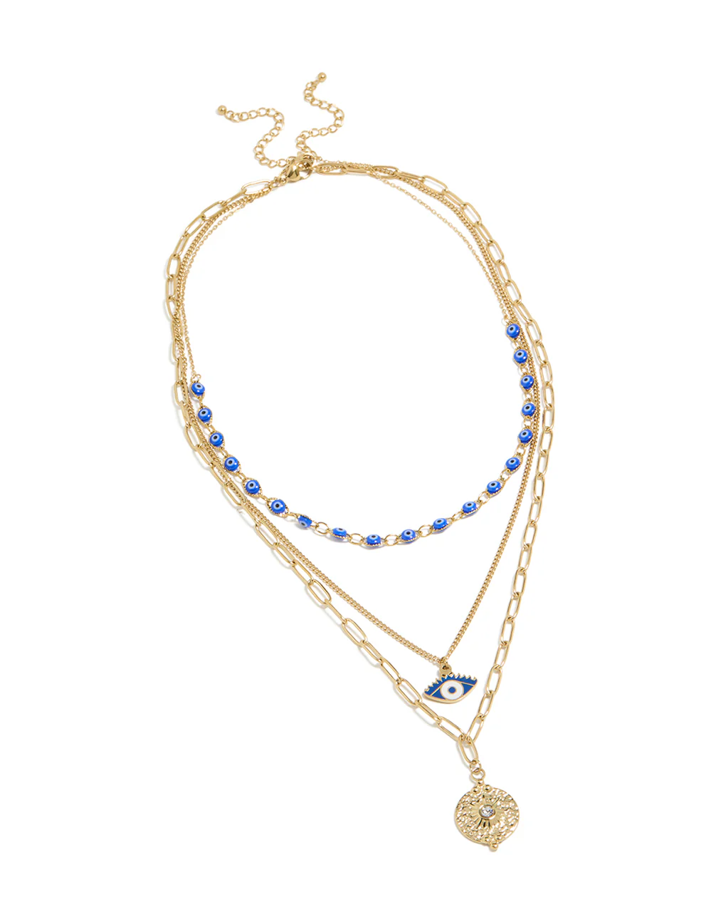 Waterproof Gold Plated Stainless Steel Evil Eye Necklaces 3- Pack - Image 2