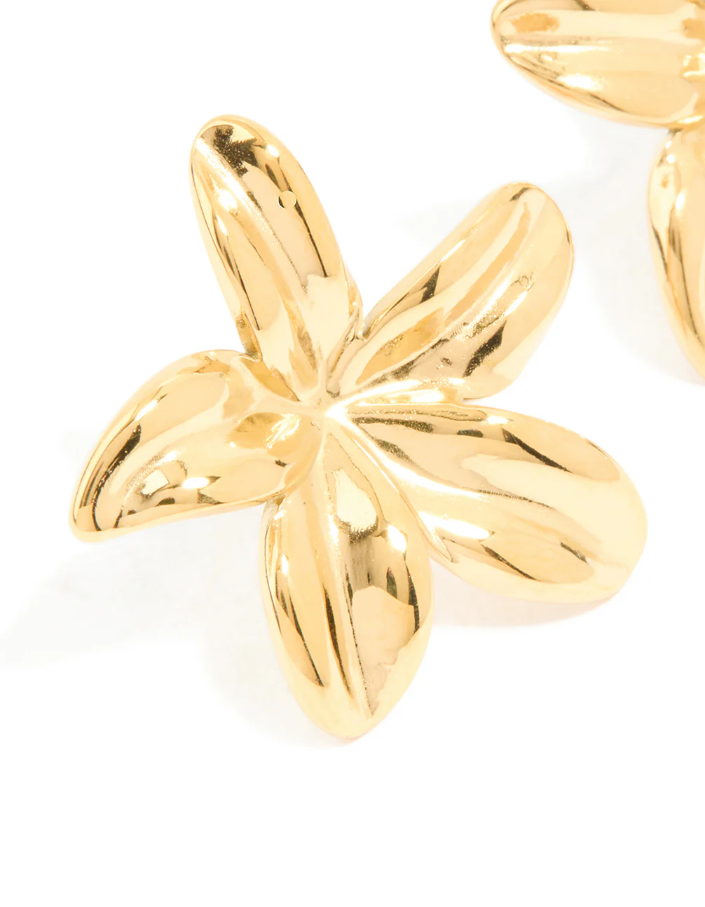 Waterproof Gold Plated Stainless Steel Frangipani Flower Stud Earrings - Image 4