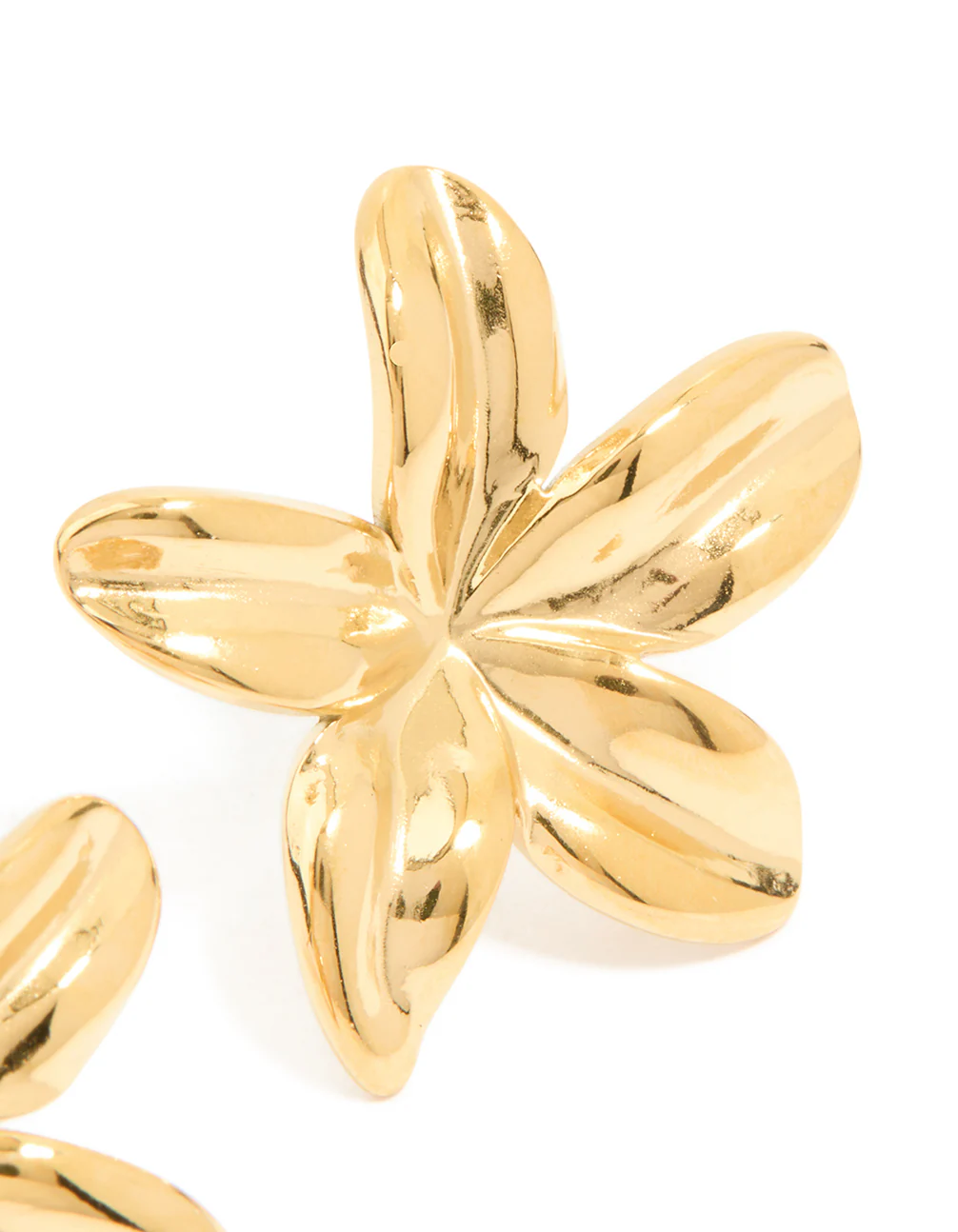 Waterproof Gold Plated Stainless Steel Frangipani Flower Stud Earrings - Image 5