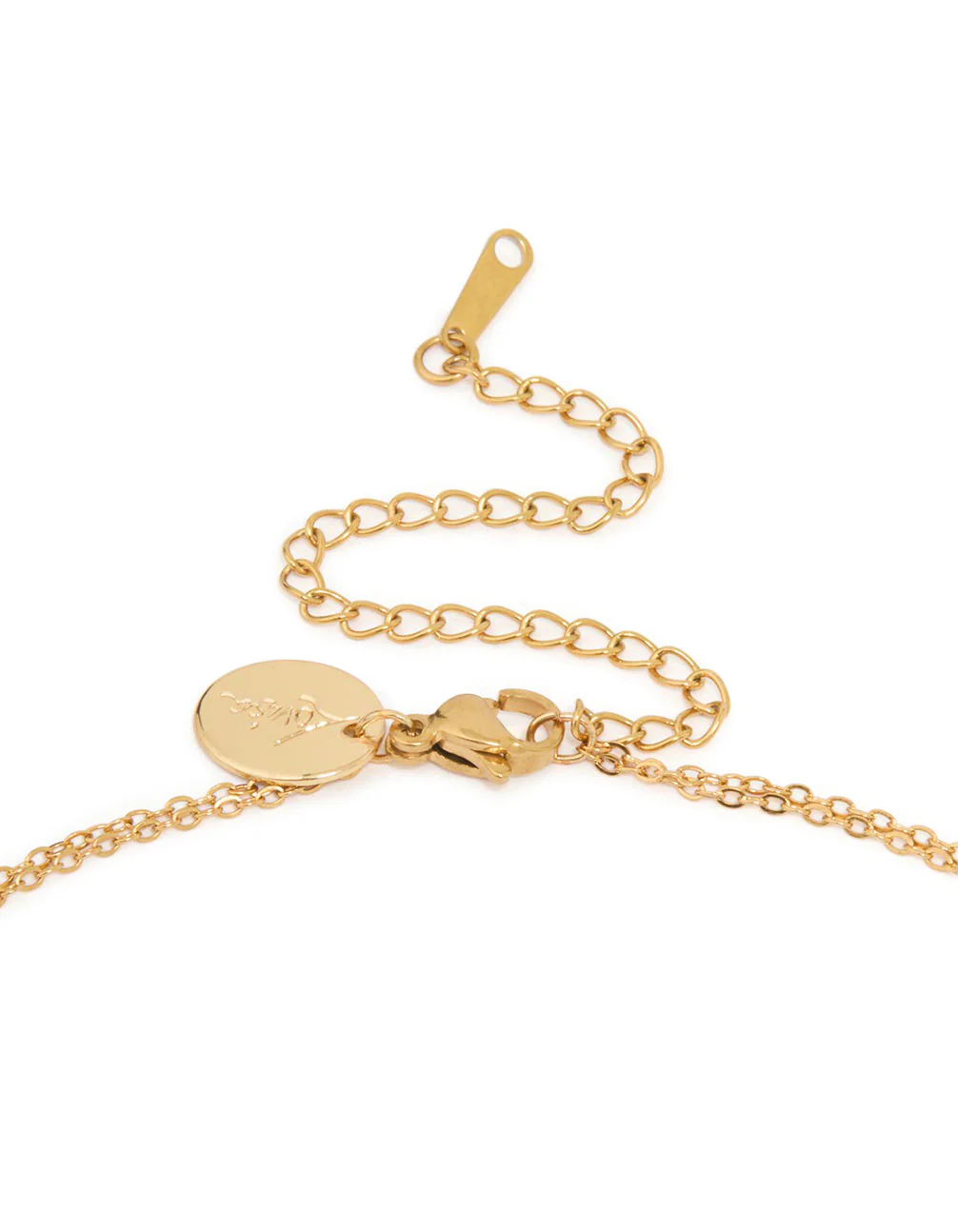 Waterproof Gold Plated Stainless Steel Green Cubic Zirconia & Cross Layered Necklace - Image 3