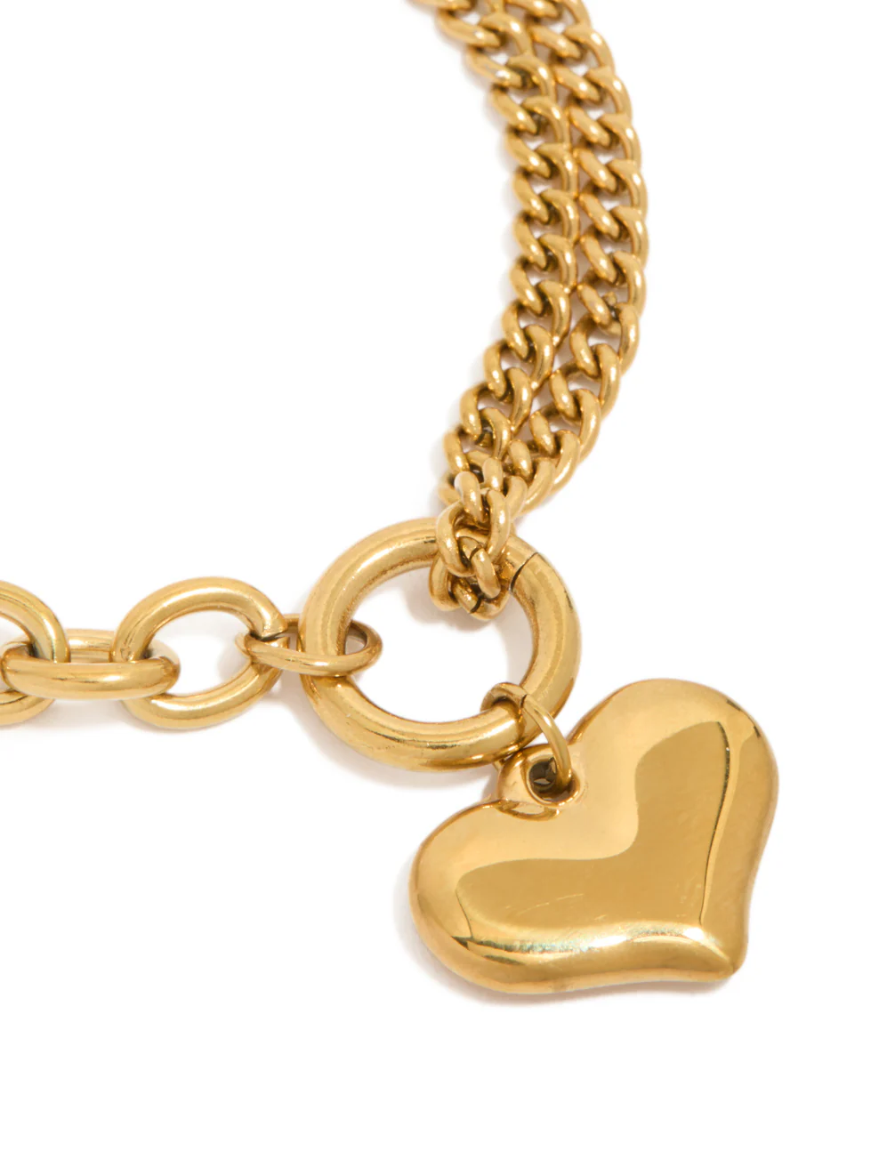 Waterproof Gold Plated Stainless Steel Heart Charm Bracelet - Image 4