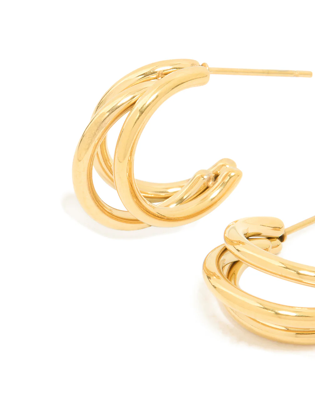 Waterproof Gold Plated Stainless Steel Illusion Hoop Earrings - Image 2