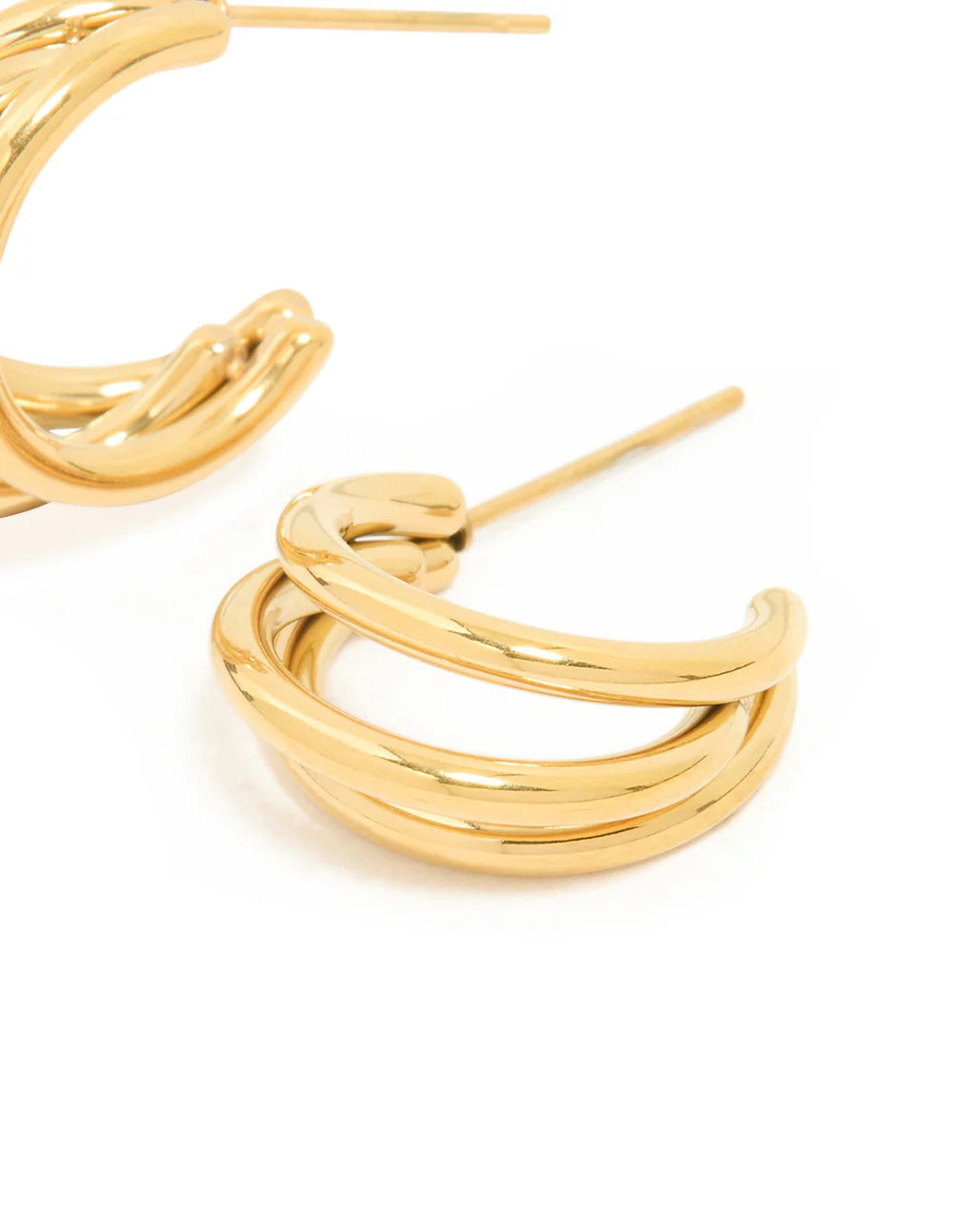 Waterproof Gold Plated Stainless Steel Illusion Hoop Earrings - Image 3