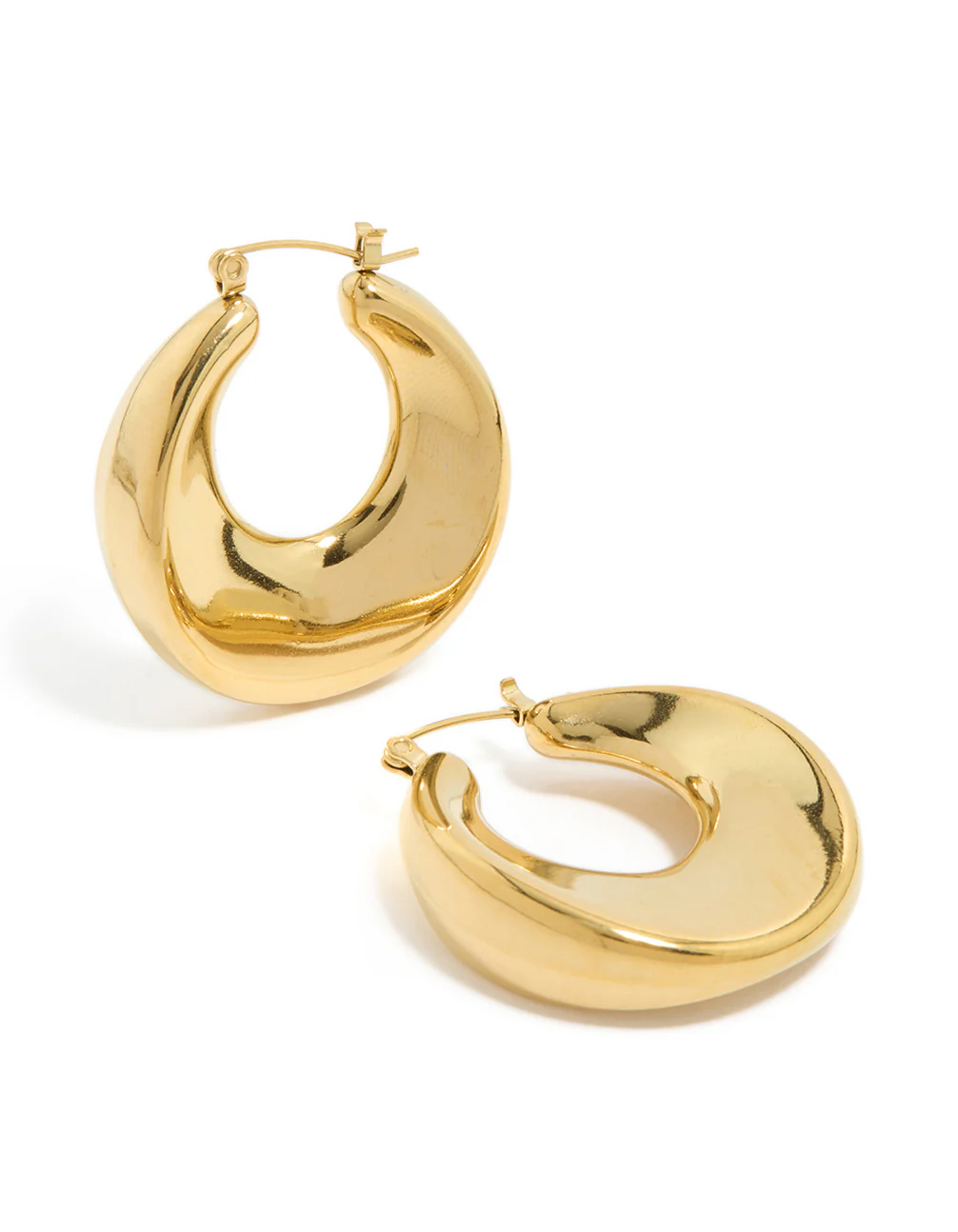 Waterproof Gold Plated Stainless Steel Large Hoop Earrings - Image 2