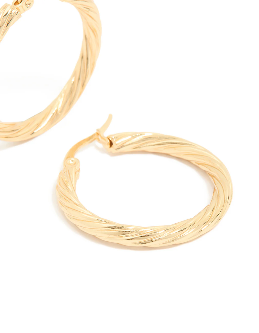 Waterproof Gold Plated Stainless Steel Large Twisted Hoop Earrings - Image 5