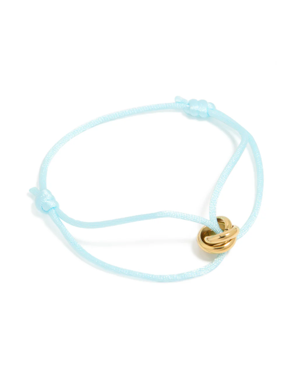 Waterproof Gold Plated Stainless Steel & Light Blue Cord Adjustable Bracelet - Image 2