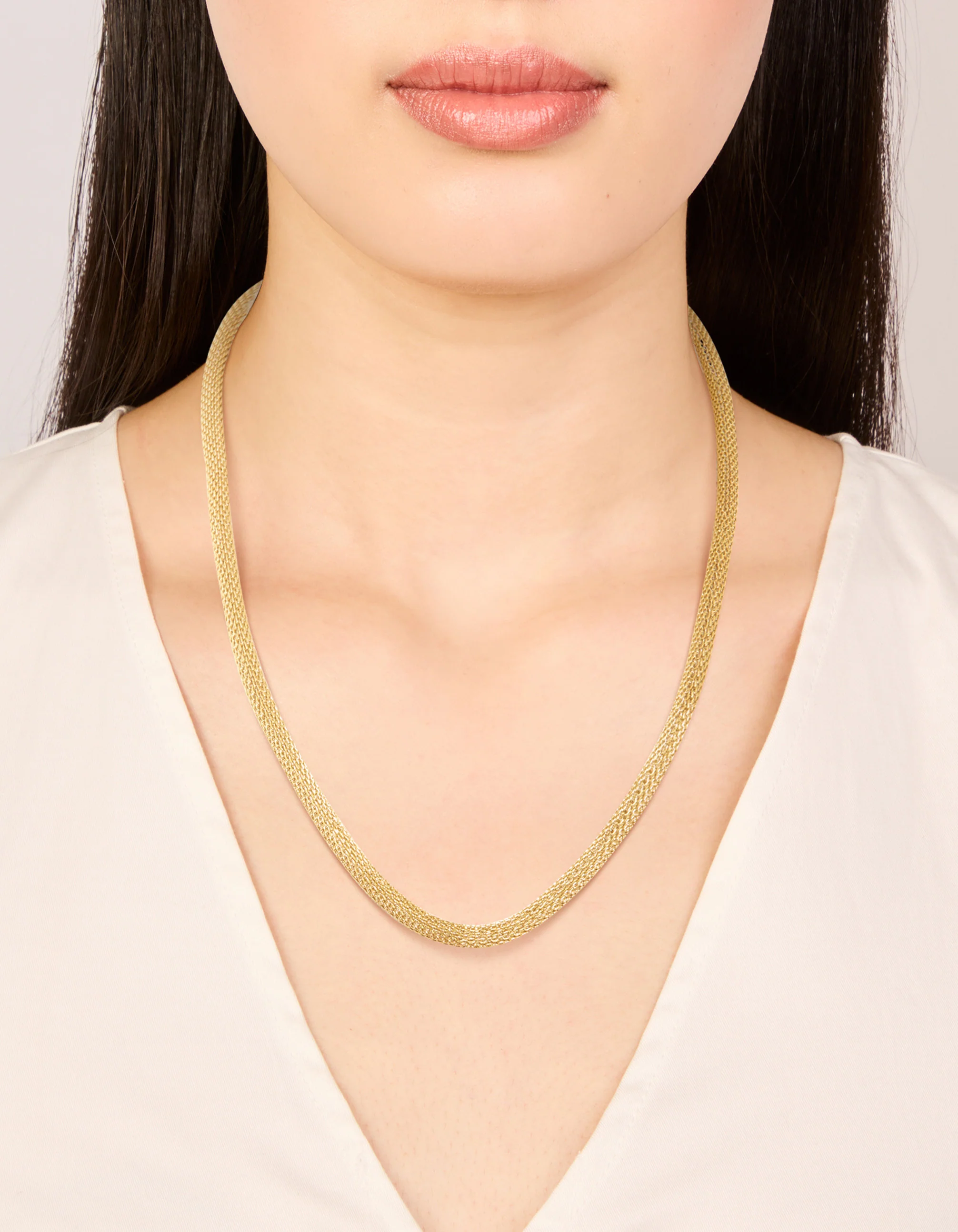 Waterproof Gold Plated Stainless Steel Mesh Tube Necklace - Image 2