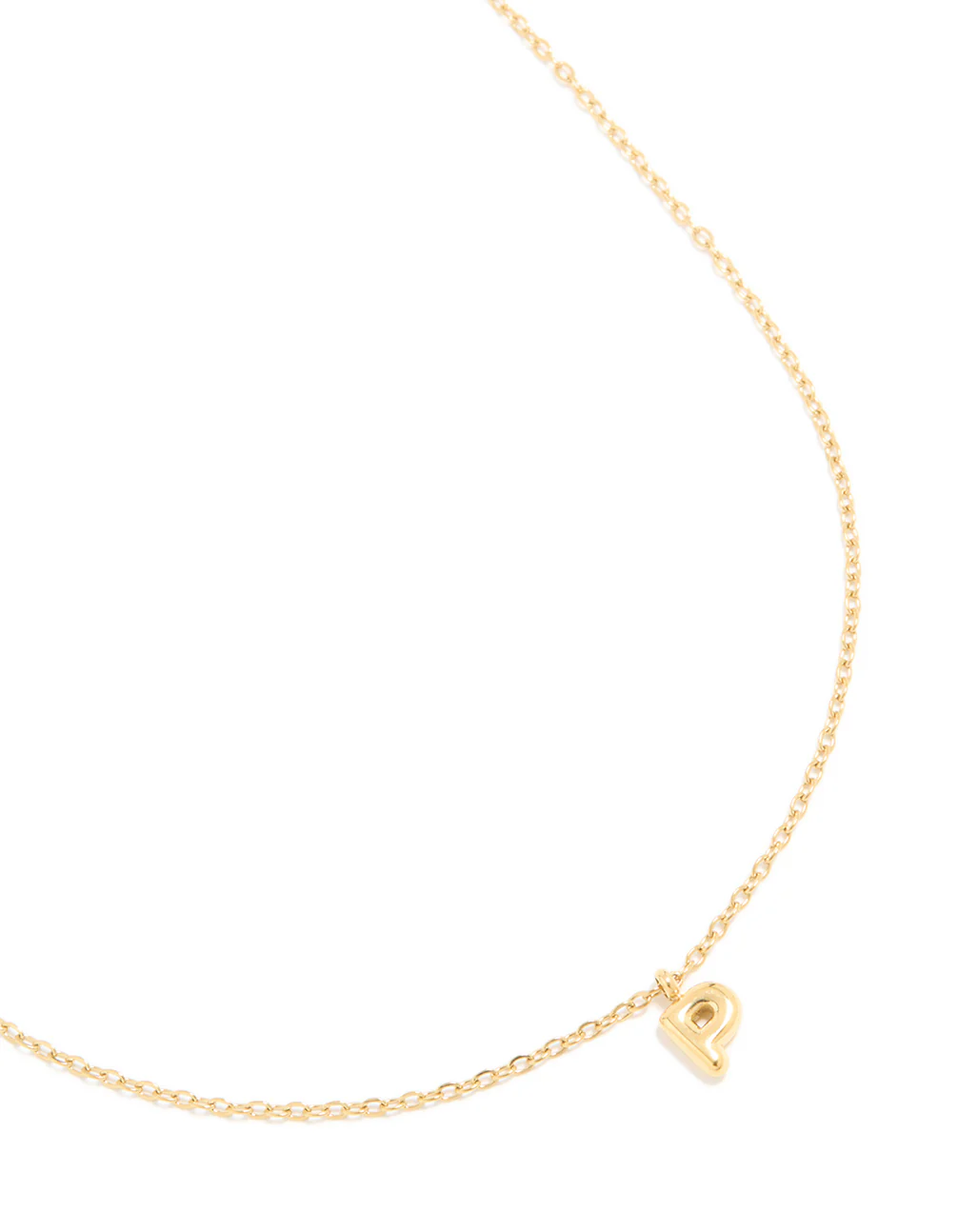 Waterproof Gold Plated Stainless Steel Mini Bubble Letter P Necklace