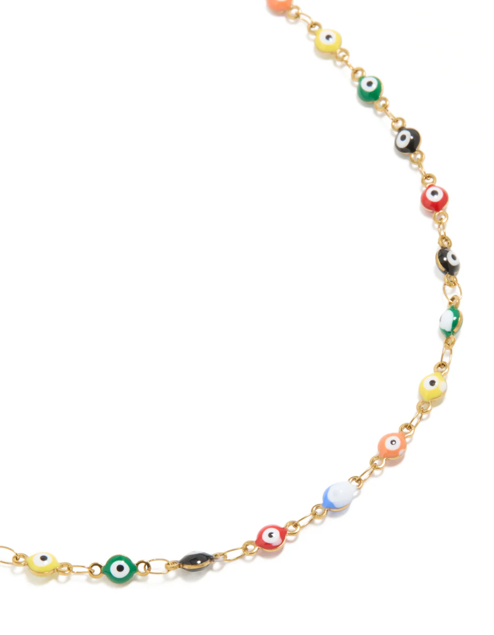 Waterproof Gold Plated Stainless Steel Multicoloured Evil Eye Charms Necklace