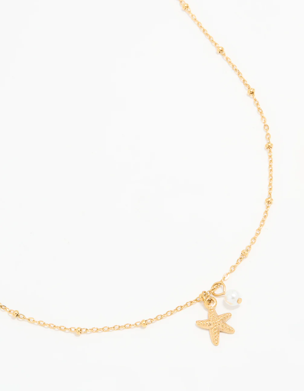Waterproof Gold Plated Stainless Steel Pearl & Starfish Dainty Necklace