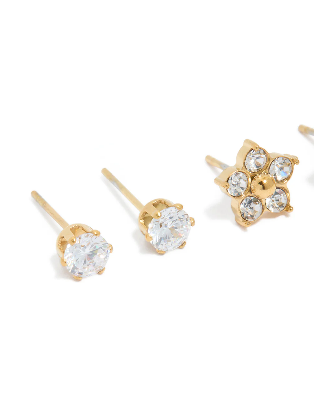 Waterproof Gold Plated Stainless Steel Pearl & Stud Earrings 3-Pack - Image 4