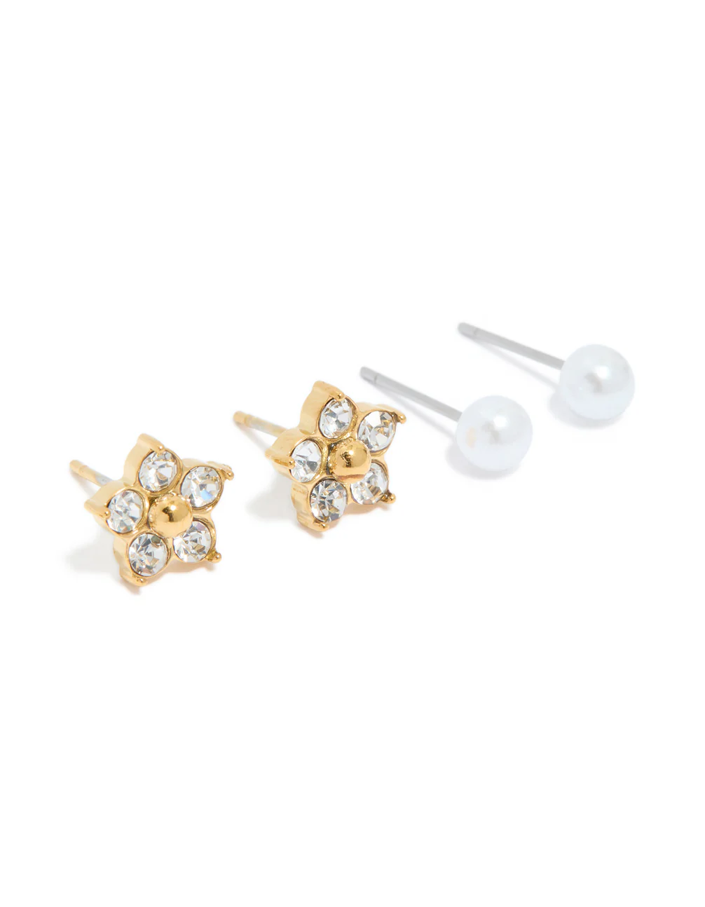 Waterproof Gold Plated Stainless Steel Pearl & Stud Earrings 3-Pack - Image 5