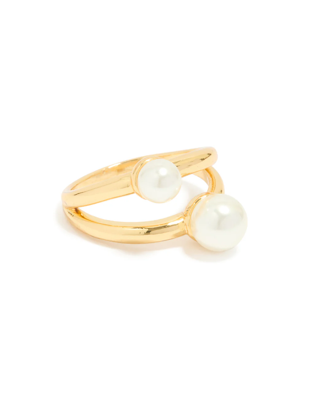 Waterproof Gold Plated Stainless Steel Pearls Split Band Ring - Image 2