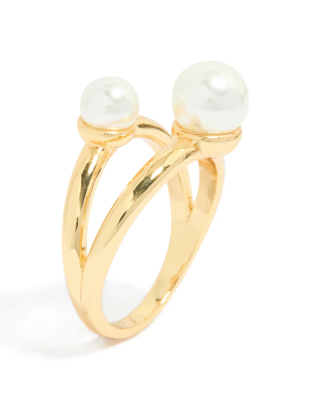 Waterproof Gold Plated Stainless Steel Pearls Split Band Ring - Image 4