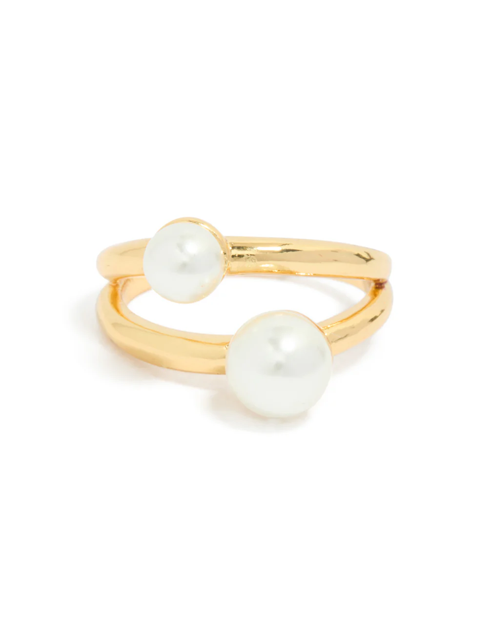 Waterproof Gold Plated Stainless Steel Pearls Split Band Ring - Image 5
