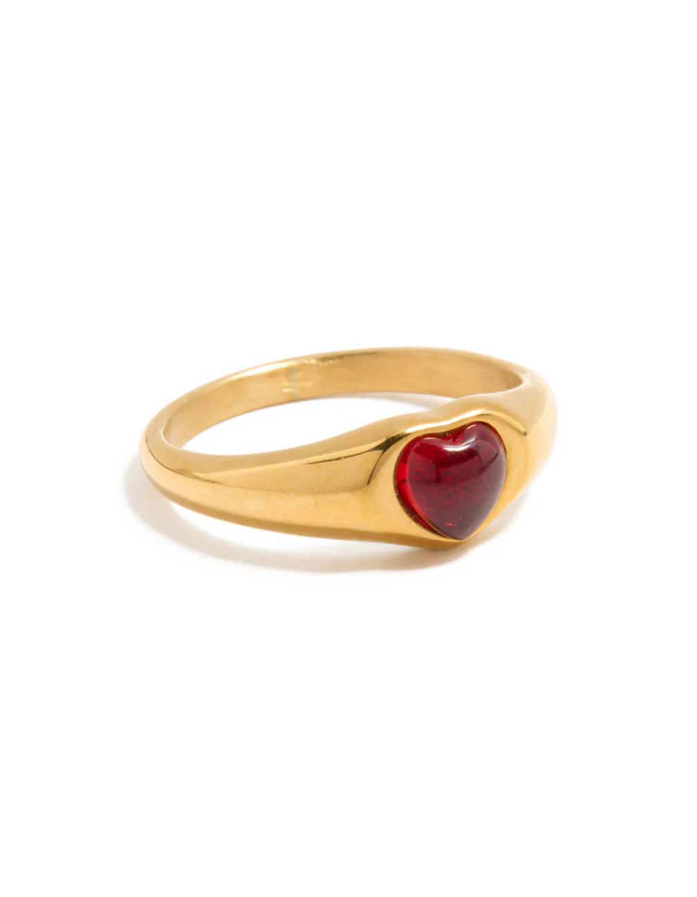 Waterproof Gold Plated Stainless Steel Petite Heart Ring - Image 2