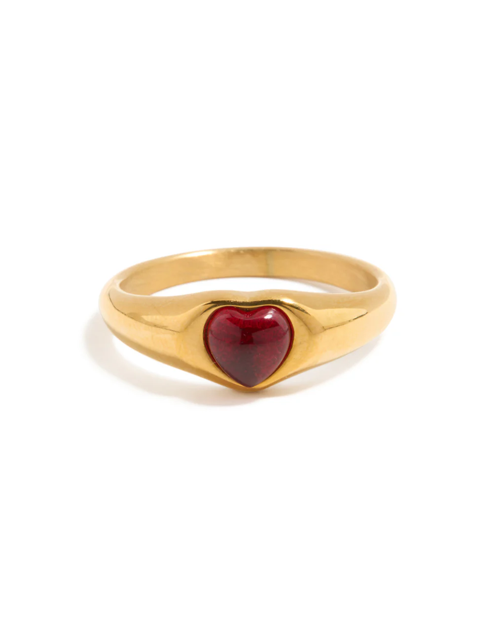 Waterproof Gold Plated Stainless Steel Petite Heart Ring - Image 5