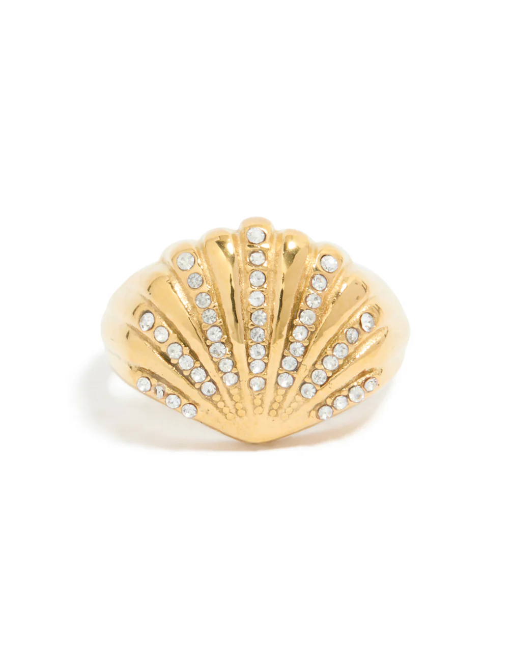 Waterproof Gold Plated Stainless Steel Shell Large Ring - Image 5