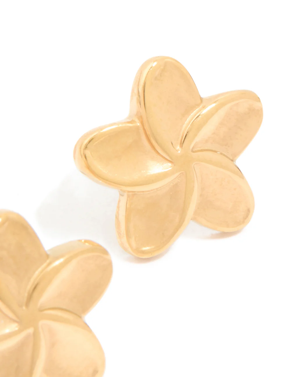 Waterproof Gold Plated Stainless Steel Smooth Flower Stud Earrings - Image 4